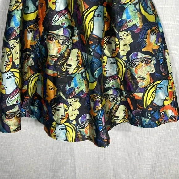 BANJUL Pretty as Picasso Faces Pleated Skirt Art‎ Lover Museum Medium - Picture 6 of 12